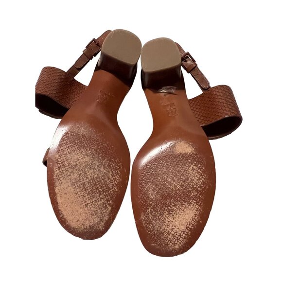 Tory Burch Heeled Open Toe Sandals Women's Size 9.5 M Leather Sole Leather Upper - Picture 5 of 10